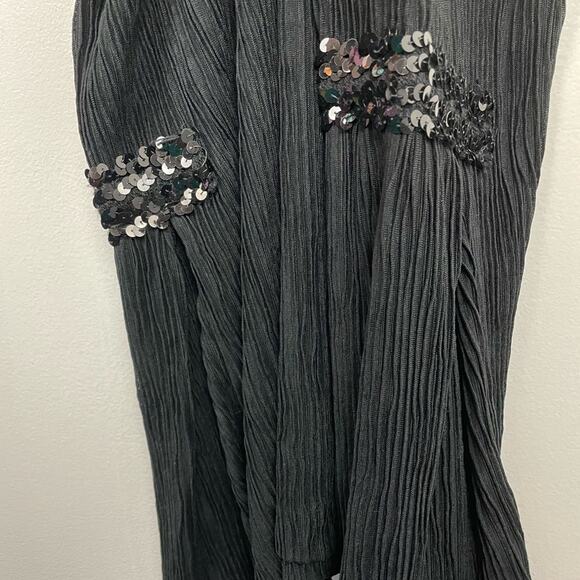 Vintage Black Maxi Dress Sequins Drop Waist - Picture 8 of 10